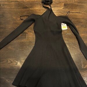 Black Long-Sleeve, above the knee, open back dress